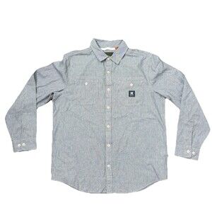 Howler Brothers 100% Cotton Button Up Long Sleeve Blue White Stripes LARGE Cali